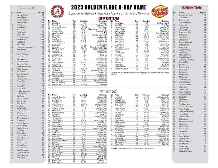 2023 A-Day Game Rosters